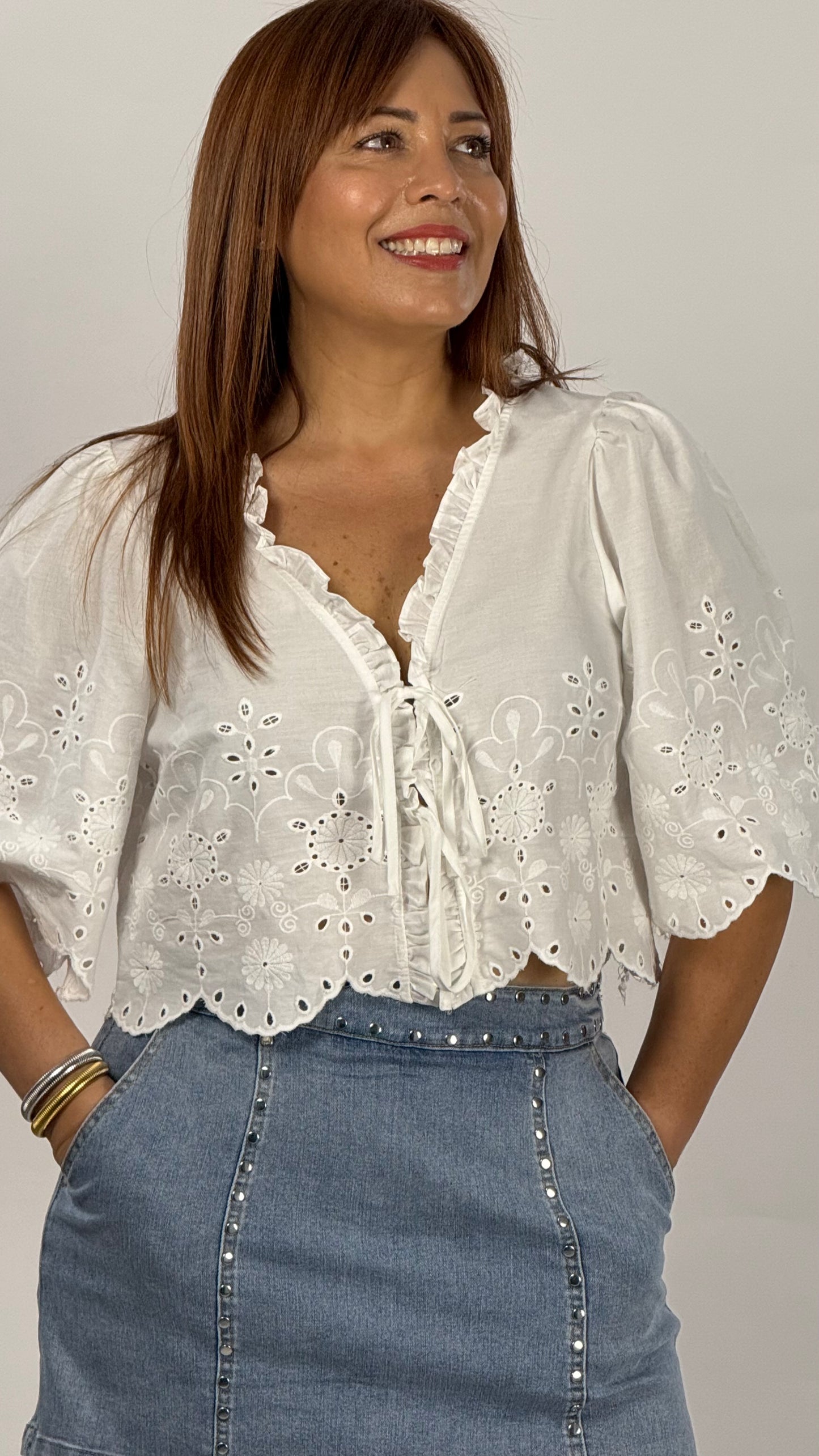Emilia's Embroidered Eyelet Top