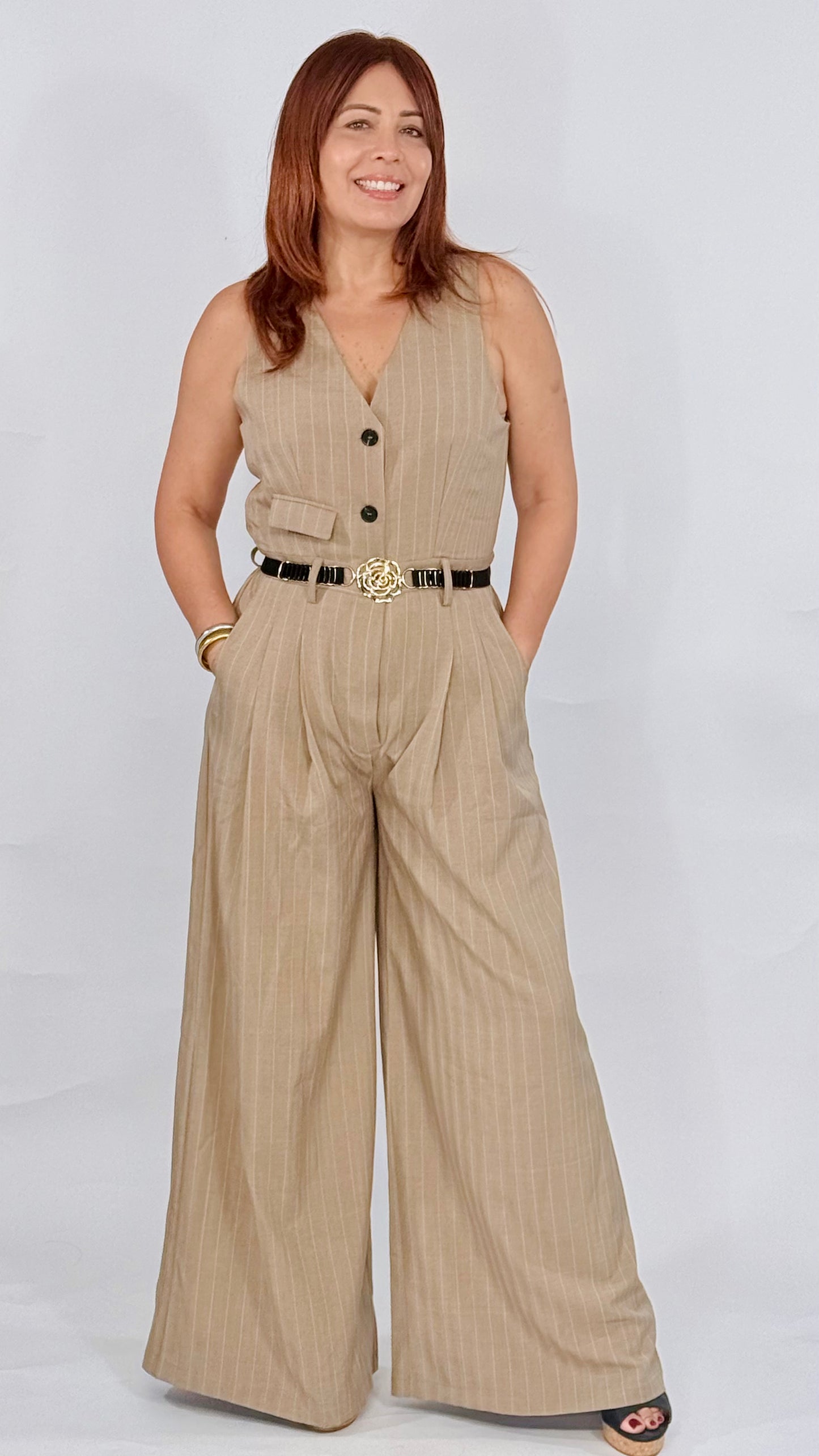 Valeria Pinstripe Jumpsuit
