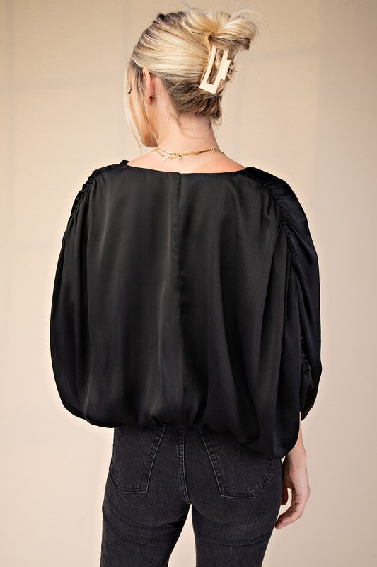 Viviana's Black V Neck Top