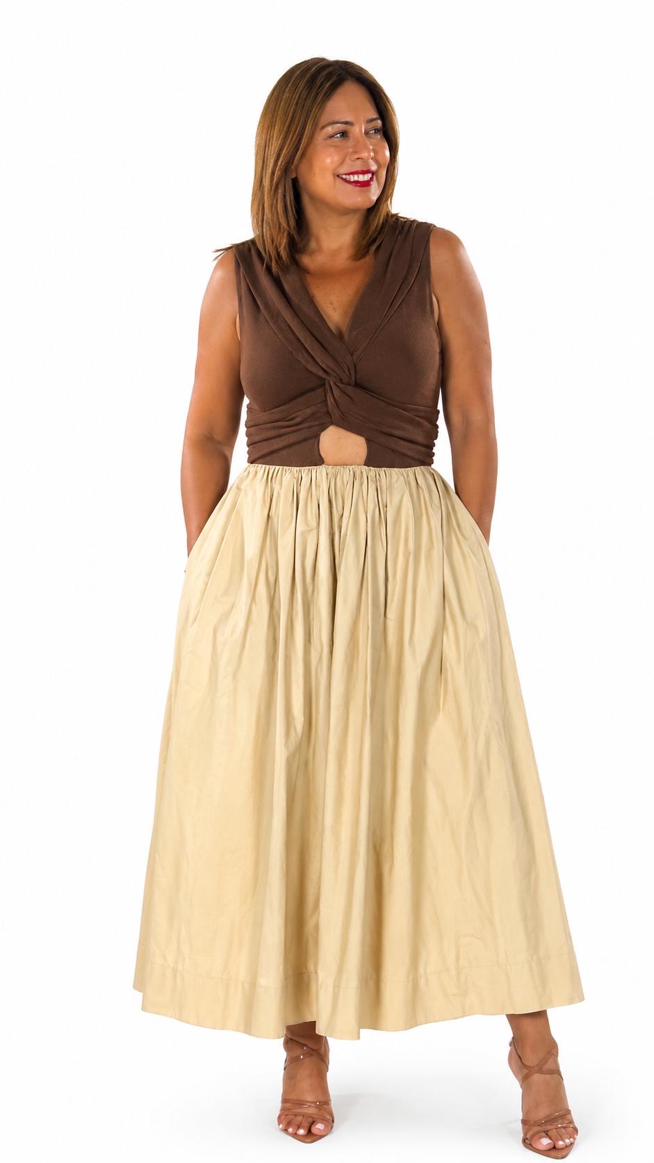 Aveline Contrast Maxi Dress