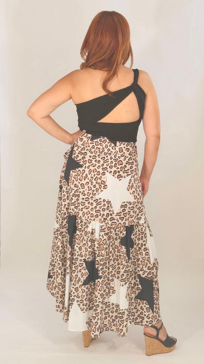 Elizabeth's Animal Print Stars Wrap Skirt