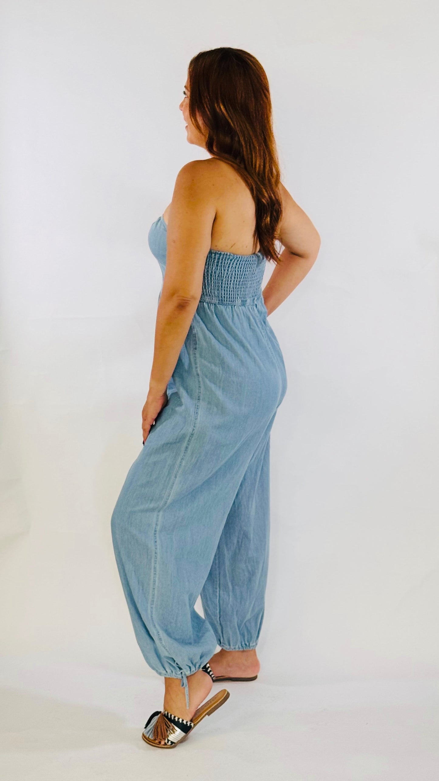 Belky's Halter Denim Jumpsuit