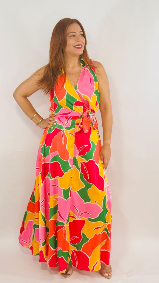 Valentina's Top Tie Front Maxi Dress