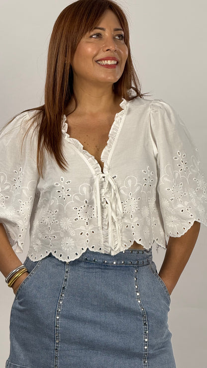 Emilia's Embroidered Eyelet Top