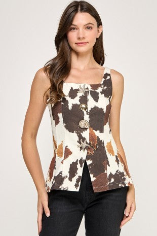 Marisela Cow Print Top