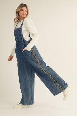 Lilian Denim & Animal Print Jumpsuit
