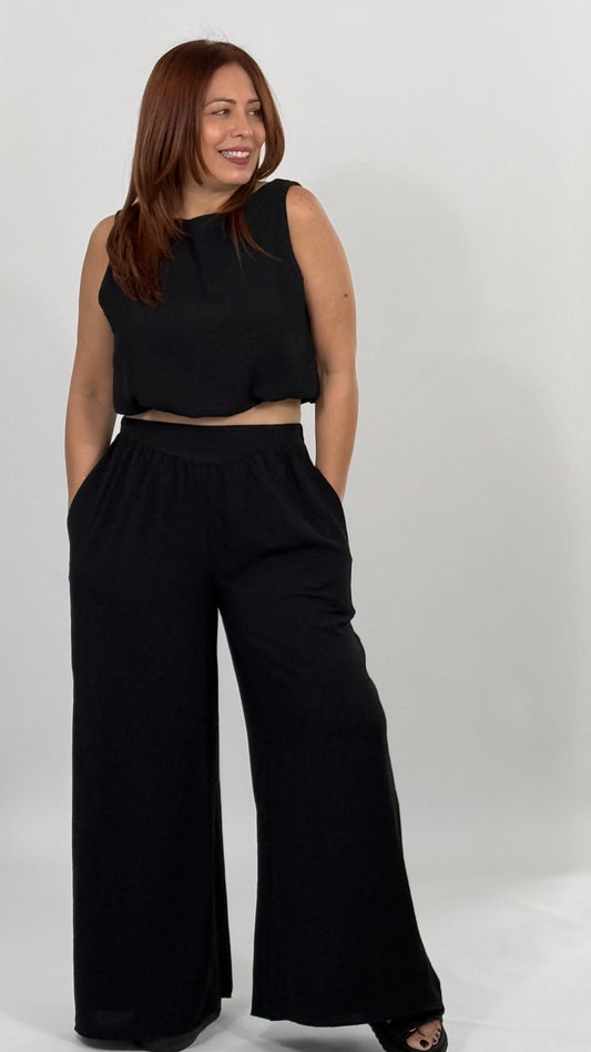 Lucia's Crop Top & Wide Leg Pants Set