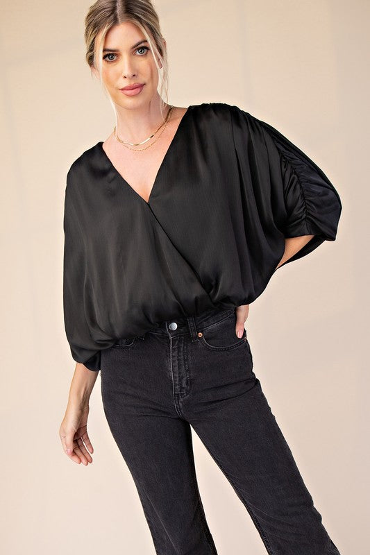 Viviana's Black V Neck Top