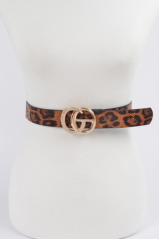 Stoned Metal Buckle Leopard Belt