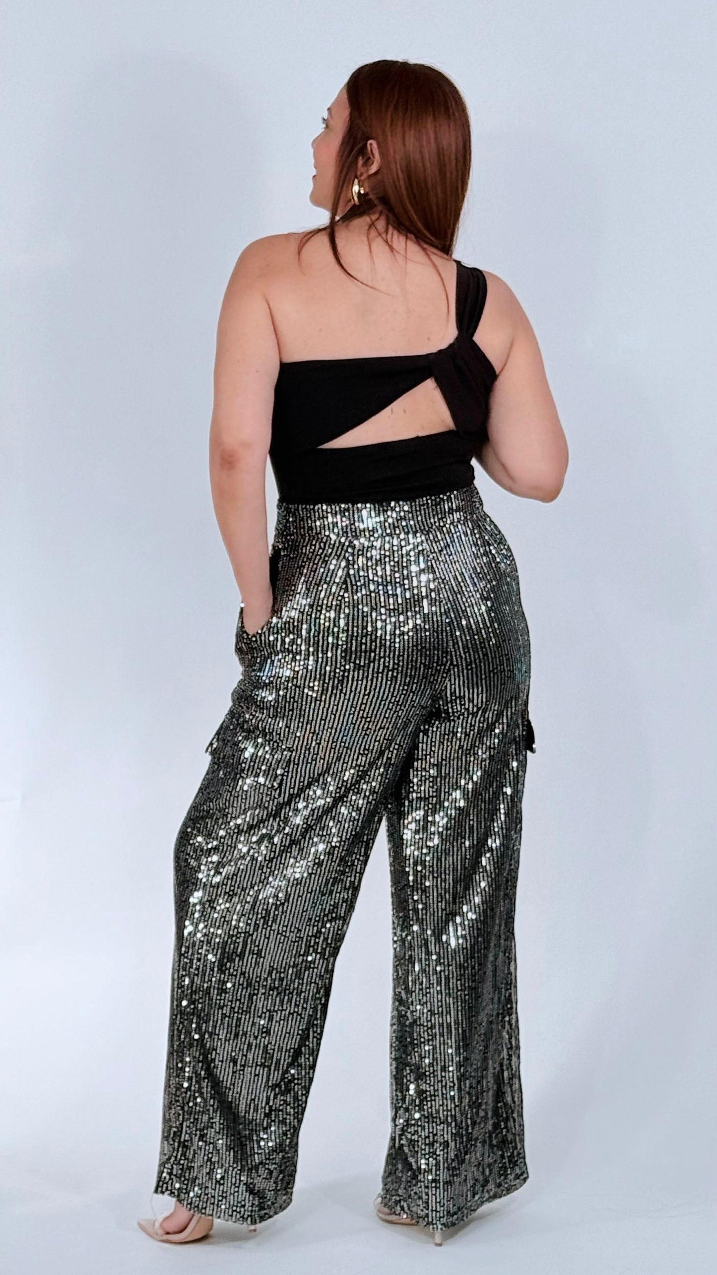 Martina's High Waist Cargo Sequin Pant