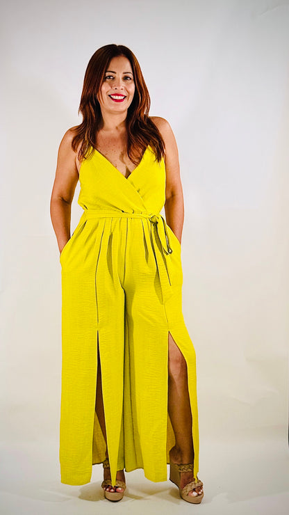 Veronica's Lime Wide Leg Jumpsuit