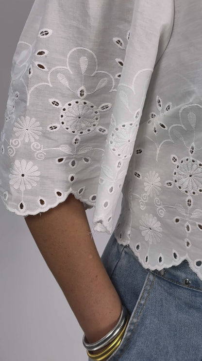 Emilia's Embroidered Eyelet Top